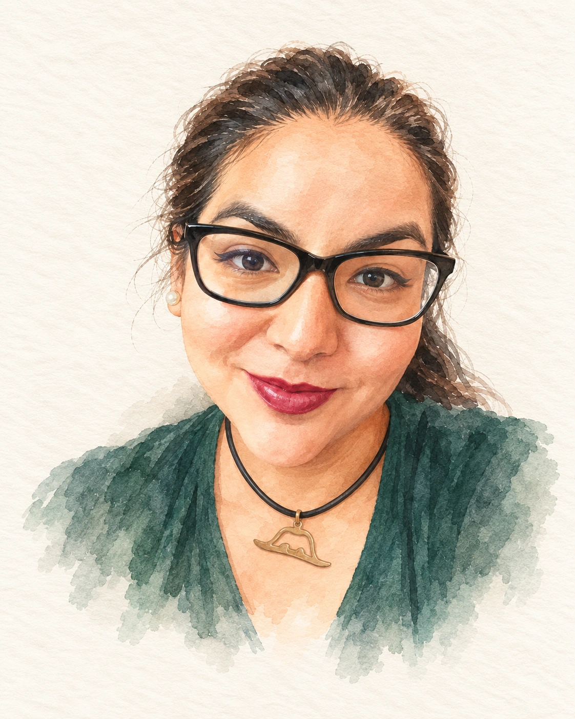 Watercolour portrait of Lorena.